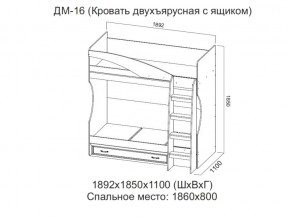 ДМ-16 Кровать двухъярусная с ящиком в Чердыни - cherdyn.magazin-mebel74.ru | фото