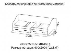 Кровать одинарная с ящиками (Без матраца 0,9*2,0) в Чердыни - cherdyn.magazin-mebel74.ru | фото