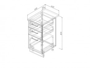 Н3Я 40 Модуль нижний Без Столешницы 3 ящика МН3Я 40 в Чердыни - cherdyn.magazin-mebel74.ru | фото