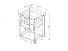 Н3Я 60 Модуль нижний Без Столешницы 3 ящика МН3Я 60 в Чердыни - cherdyn.magazin-mebel74.ru | фото